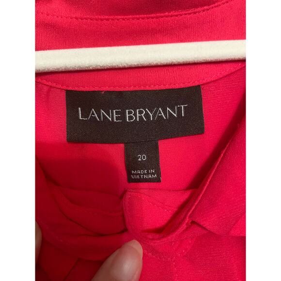 Lane Bryant Size 20 Semi Sheer Button Up Sleeveless Blouse - Hot Pink EUC - Picture 7 of 11